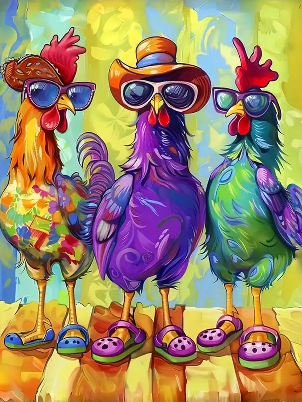 Chicken Diamond Art Kits for Adults-DIY 5D Chickens Diamond Painting Kits for Adults Beginners, Full Drill Paint by Diamonds Art Painting Crafts for Home Wall Art Decor 12x16in